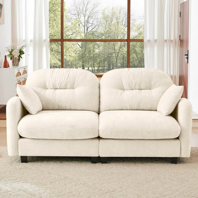 74" Chenille Upholstered Pillow-Top Arm Loveseat Sofa