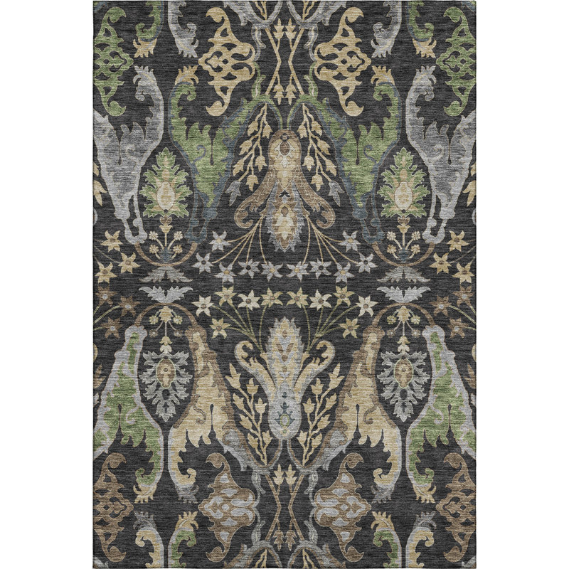 Premium Machine Washable Gurubaksh AMF1153 Global Rug, Rectangle 9 pi x 12 pi