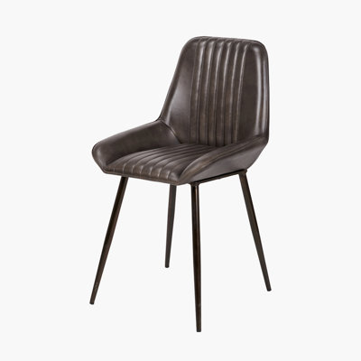 Mariners 52cm H Genuine Leather Upholstered Metal Upholstered Back Side Chair