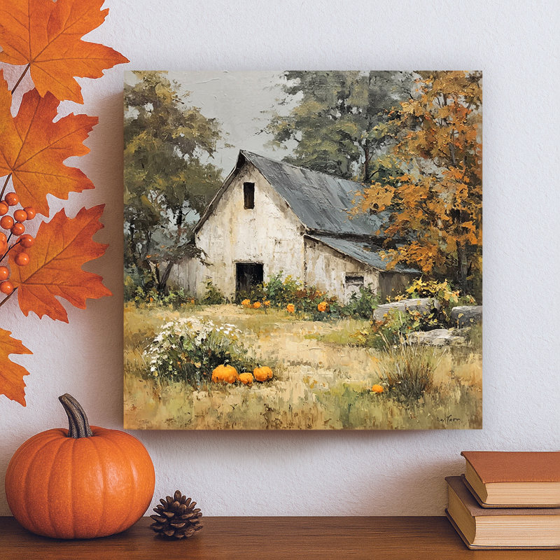 «Weathered Barn in Autumn», art mural sur toile tendue, H 20 po x l 20 po