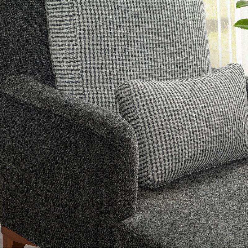 Chaise longue rembourrée Yaphank, 100 % polyester anthracite
