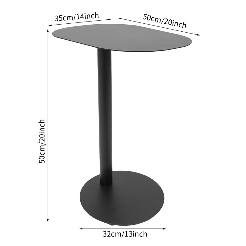 C-Shaped Metal Side Table Couch End Table, Black