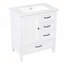 Meuble-lavabo de 30 pouces d'inspiration rétro avec lavabo en céramique, trois tiroirs et armoire à une porte pour beaucoup de rangement-834008605