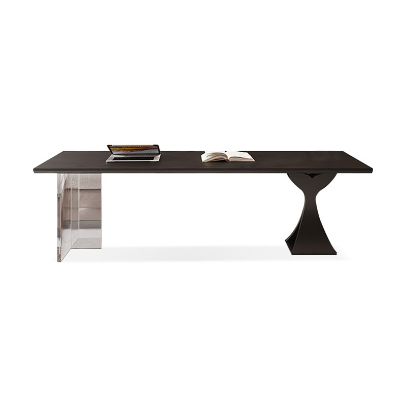 Bureau d'écriture rectangulaire en bois massif noir, H 29,53 po x l 78,74 po x P 23,62 po