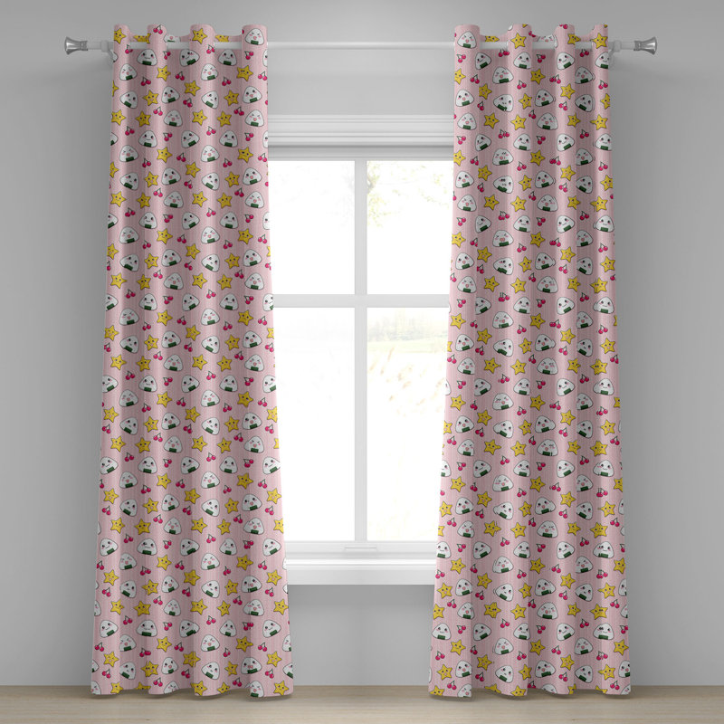 Multicolore rose avec rideaux à œillets 50 po x 120 po East Urban Home, L 50 po x L 108 po