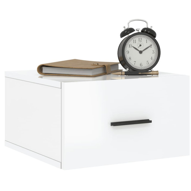 Magbula 35cm W Manufactured Wood Bedside Table, High Gloss White