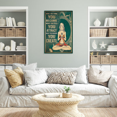 " Yoga What You Think You Become - 1 Piece Rectangle Graphic Art Print On Wrapped Canvas "