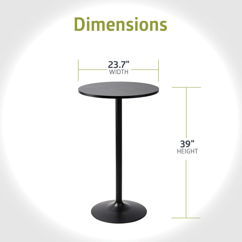 2 Pack Round Bar And Pub Table, Black