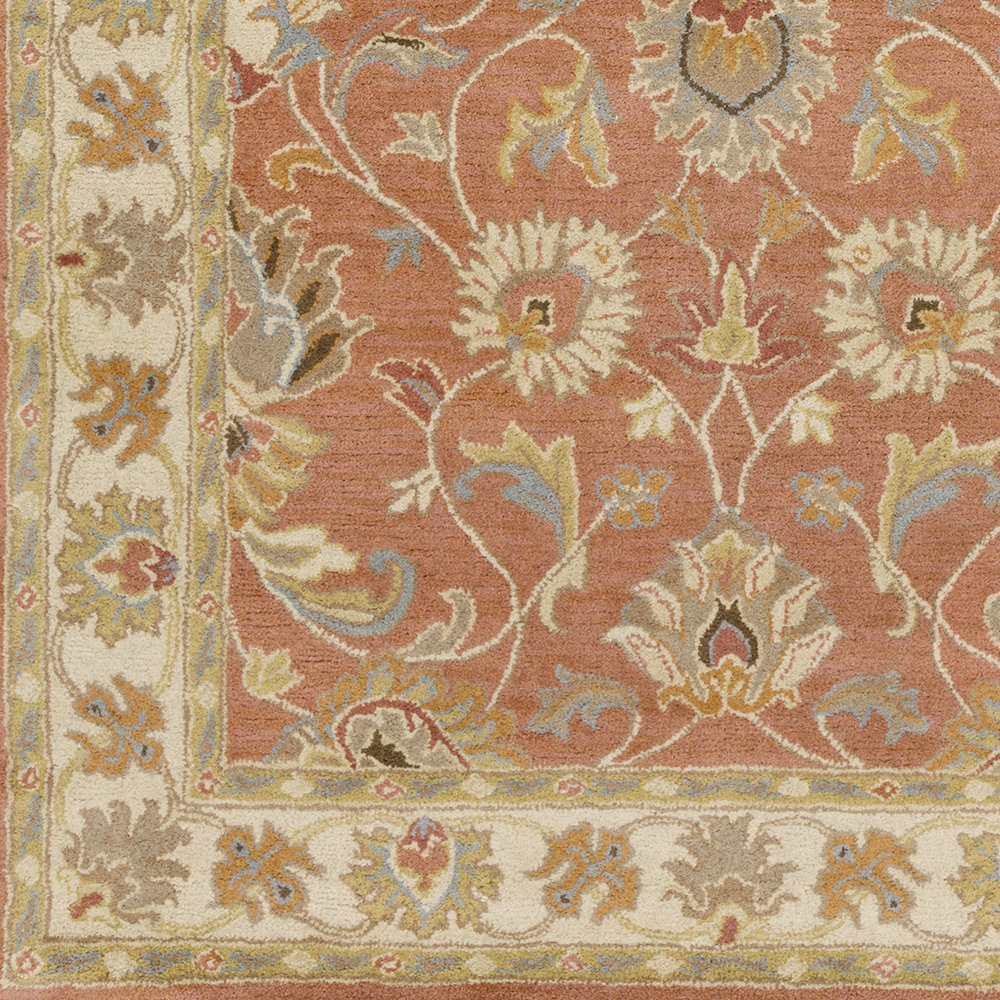 Arden Orange Hand-Tufted Wool Floral Rug, Square 8'