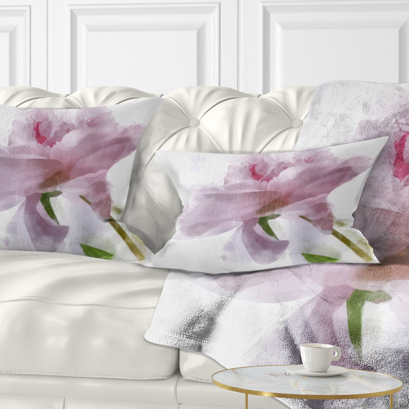 Coussin décoratif à fleurs bleu clair et éclaboussures de peinture