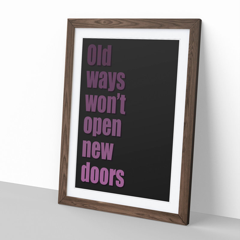 New Doors - Picture Frame Typography, Walnut Framed, 48cm H x 36cm W x 2cm D