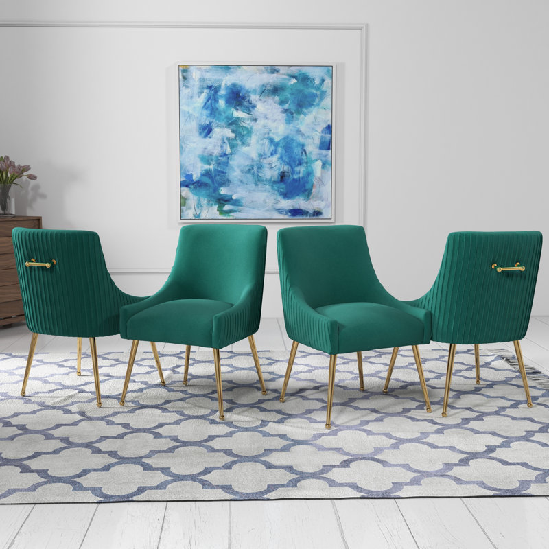 Chaise d'appoint en velours Baudel, Vert foncé