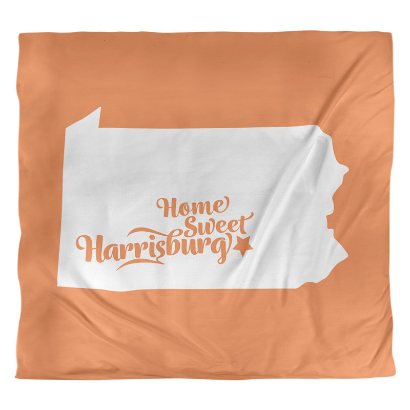 Housse de couette réversible simple Harrisburg Pennsylvania, Housse de couette pour grand lit, Orange, Microfibre