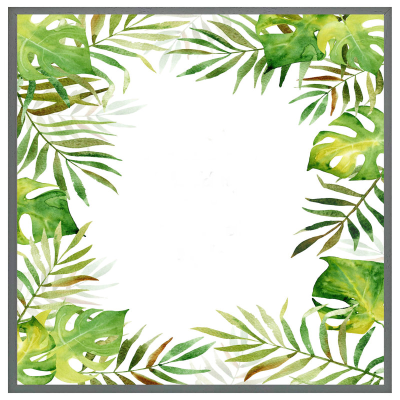 Abrham Botanical - Single Picture Frame Print, 41cm H x 41cm W x 4cm D, Grey Framed
