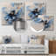«White Velvet Blue», impression sur métal «Chrysanthemums Ink River II»-73504256