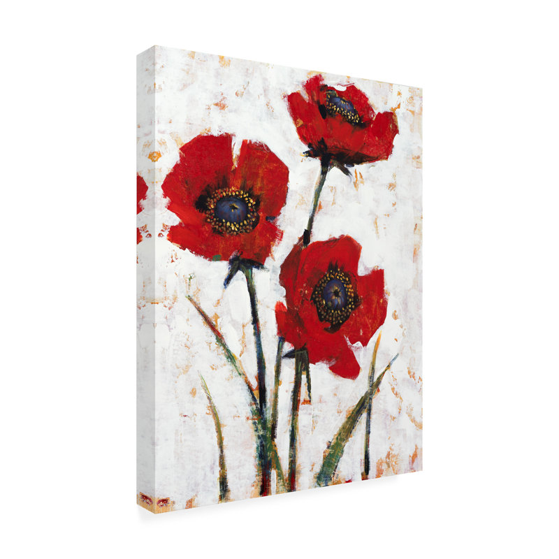 «Red Poppy Fresco II» par Timothy O 'Toole, impression sur toile tendue, H 32 po x l 24 po x P 2 po