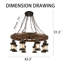 31.5 Inch Vintage 8 - Light Wooden Wagon Wheel Chandelier