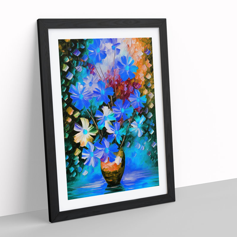 XV1022-2746X Mixed Flowers In A Vase No.4 - Single Picture Frame Painting, Black, 64cm H x 46cm W x 2cm D