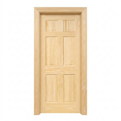Slab Colonial 6-Panel Double Hip Unfinished Pine 80 in. x 36 in. with Jamb Kit