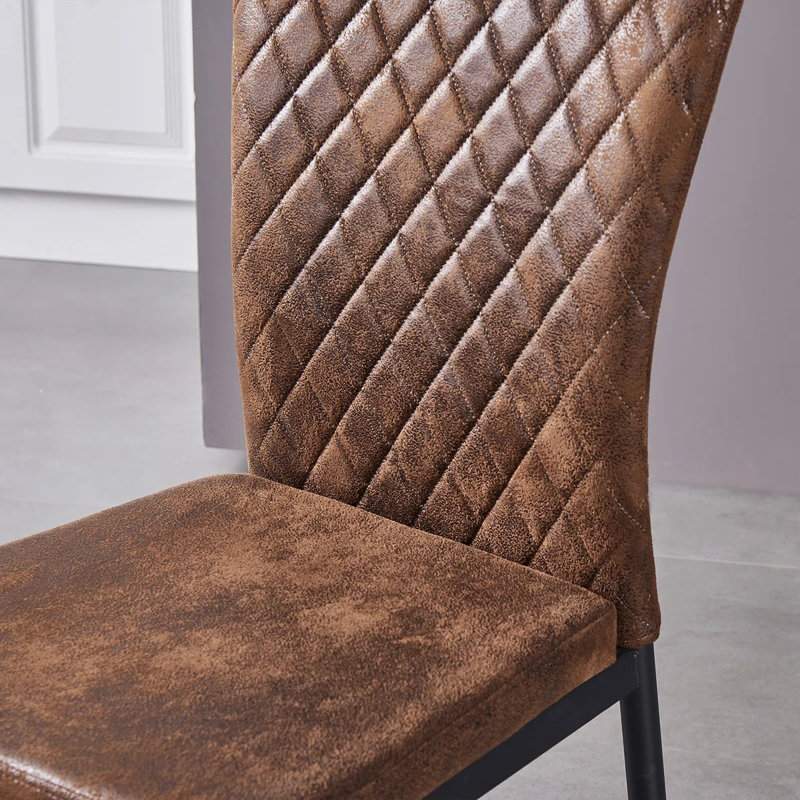 Lelani Vintage Suede Upholstered Dining Chair (Set of 4/6), Brown, 6