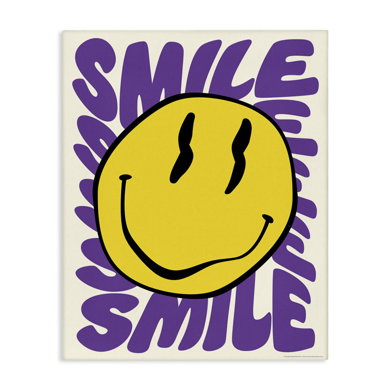 «Groovy Smile Typographie», art mural sur toile par Reinders, H 20 po x l 16 po