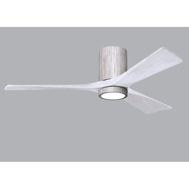 Olivier à 3 pales DEL standard avec ventilateur de plafond et ensemble d'éclairage inclus, Blanc mat, Ton bois de grange, 52"