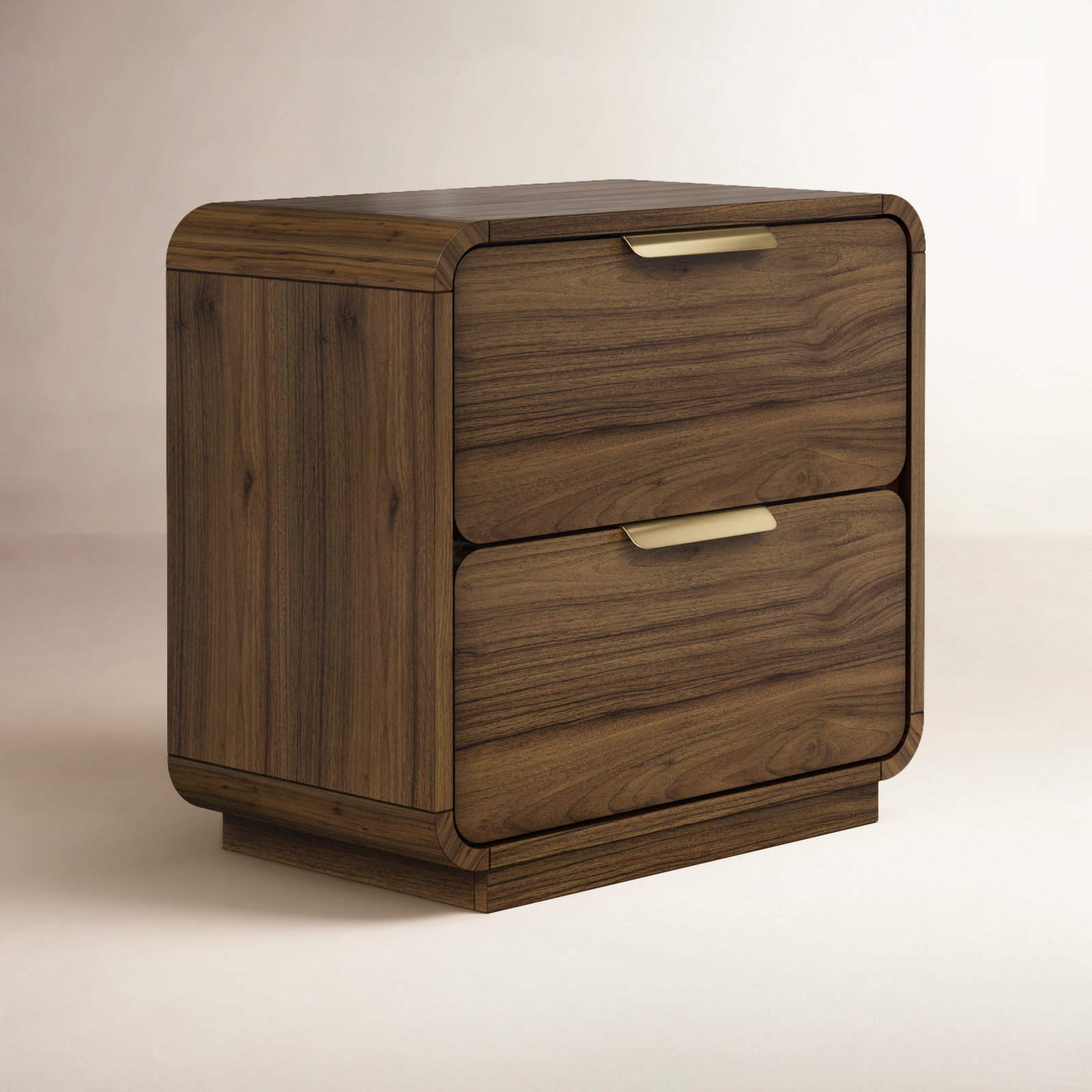 Kiefer 2-Drawer Walnut Nightstand with USB, Carmel