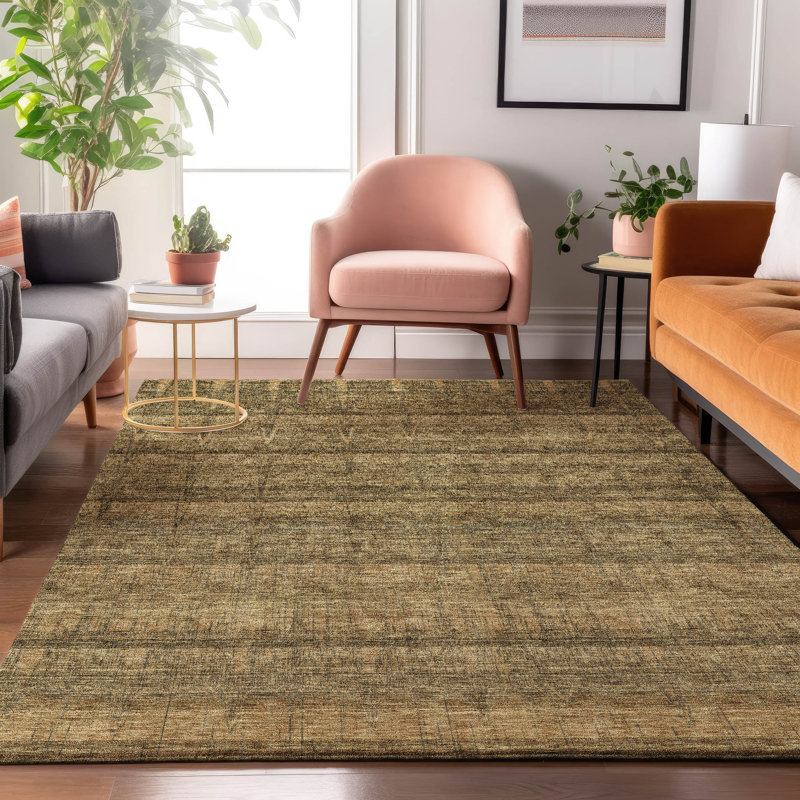 Red and Brown 8' x 10' Synthetic Stripe Rug