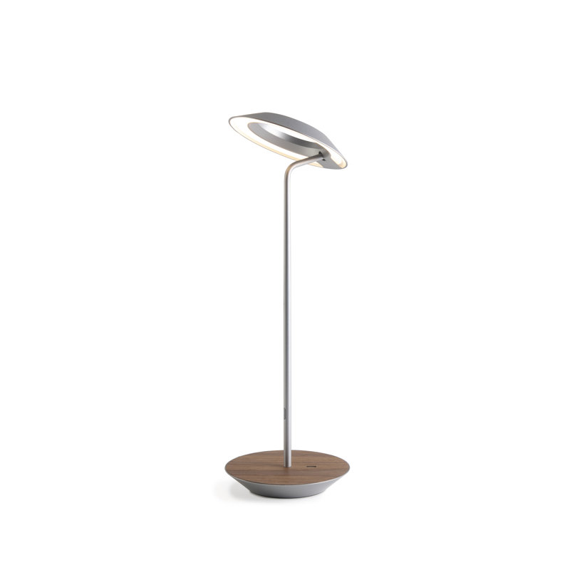 Royyo Metal USB Desk Lamp, Silver/Oiled Walnut