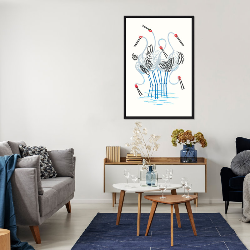 Dancing Cranes IV Painting by David Erickson, 46.75" H x 31.75" W, Image Brush Gel