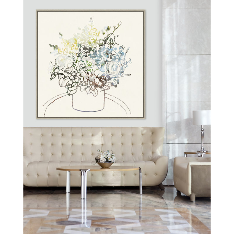 Modern Bouquet 2 Print by Rita Taverni, Silver Floater Framed, 41" H x 41" W