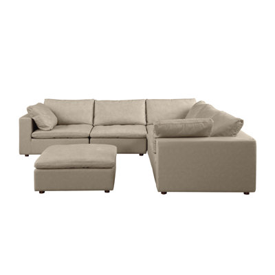Raynolds 6-Piece Sectional  Upholstered In Top-Grain Italian Leather