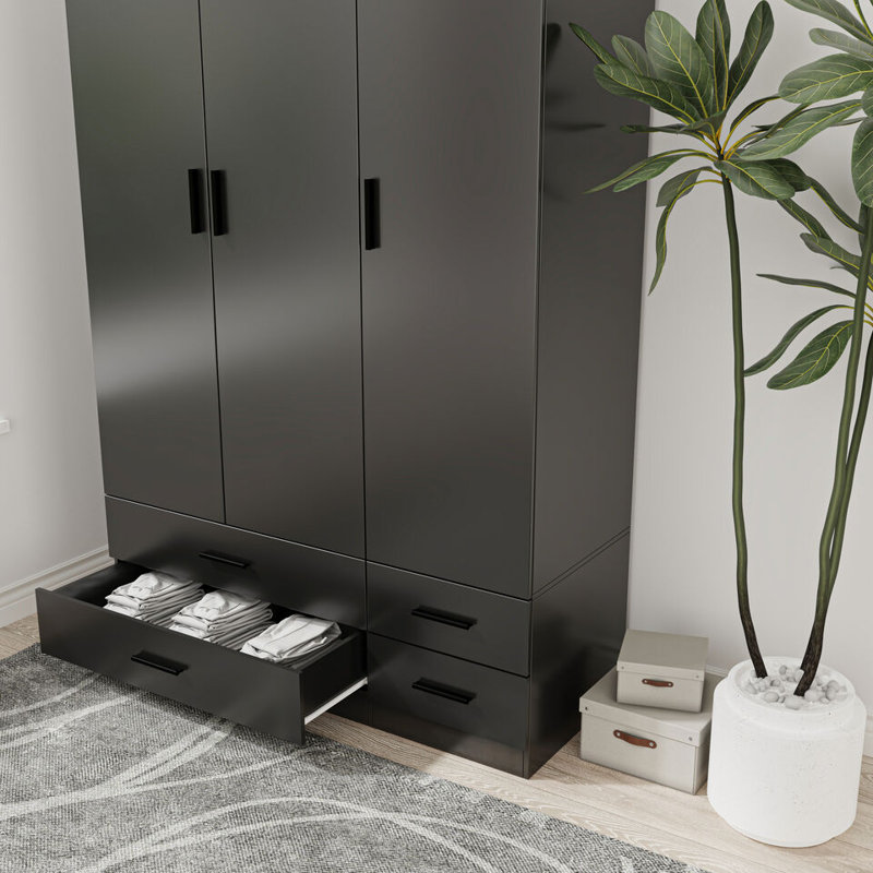Retonia Manufactured Wood Wardrobe, Black