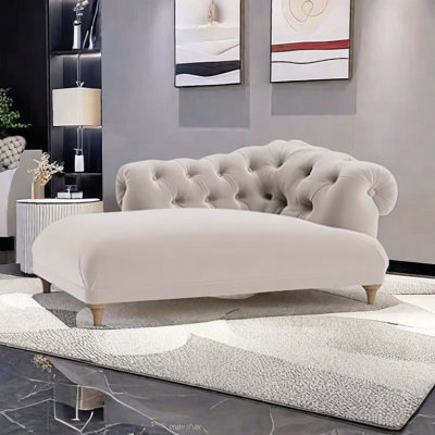 Velvet Chaise Longue with High Resilience Sponge