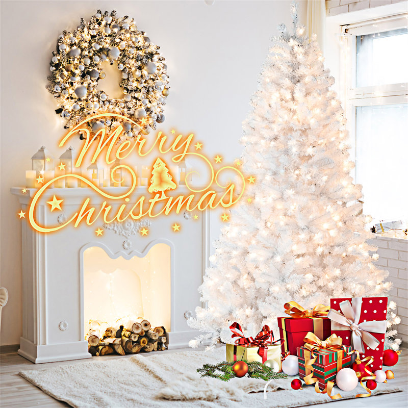 Arbre de Noël artificiel illuminé avec base en métal, 7.5'