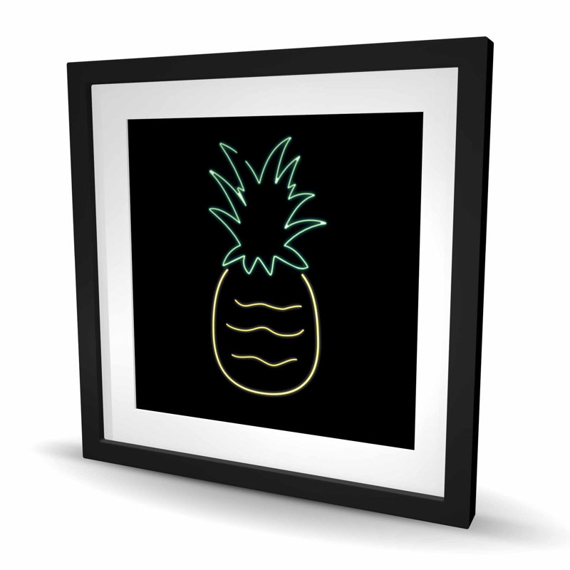 Neon Pineapple - reproduction encadrée pour décoration de chambre à coucher