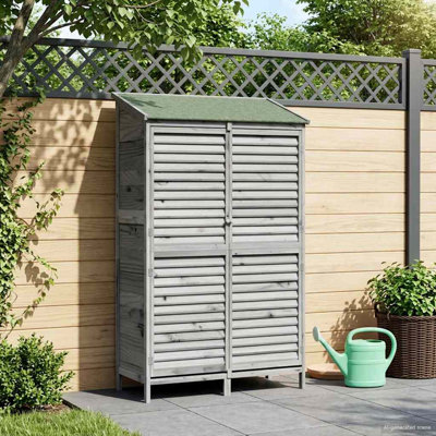Vidaxl Garden Shed Solid Fir Wood Storage Cabinet Outdoor Modern Design Ample