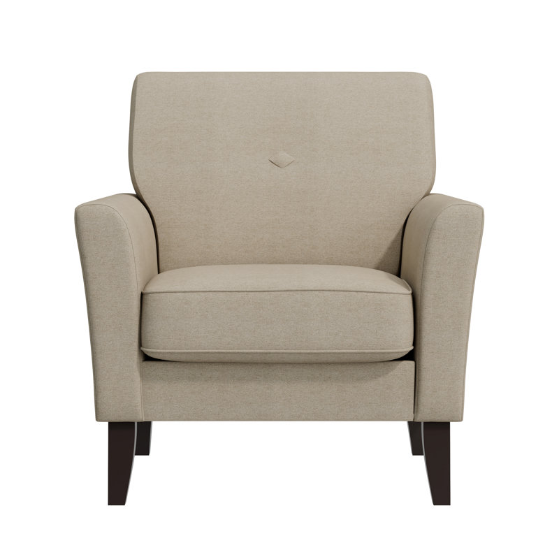 Fauteuil d'appoint Dorset en velours fauve avec pieds en bois massif brun foncé, Beige