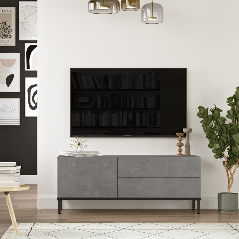 Unfinished TV Stand for TVs up to 50", Silver/Black