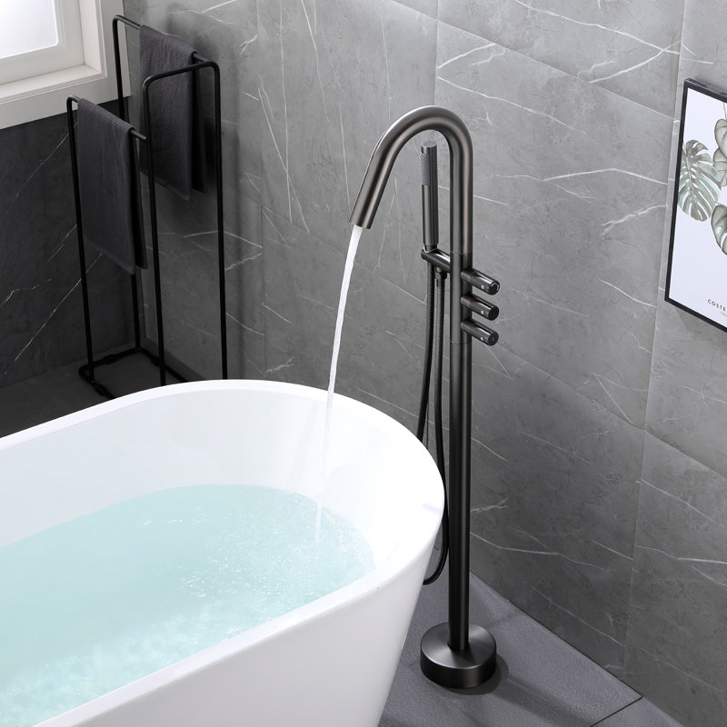 Robinets de baignoire à fixation au sol, Gris pistolet