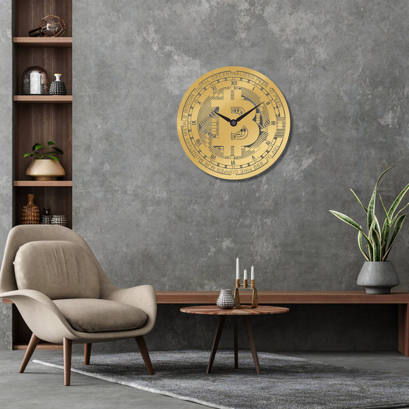 Tamera Metal Wall Clock, 49" H x 49" W x 2" D, Gold