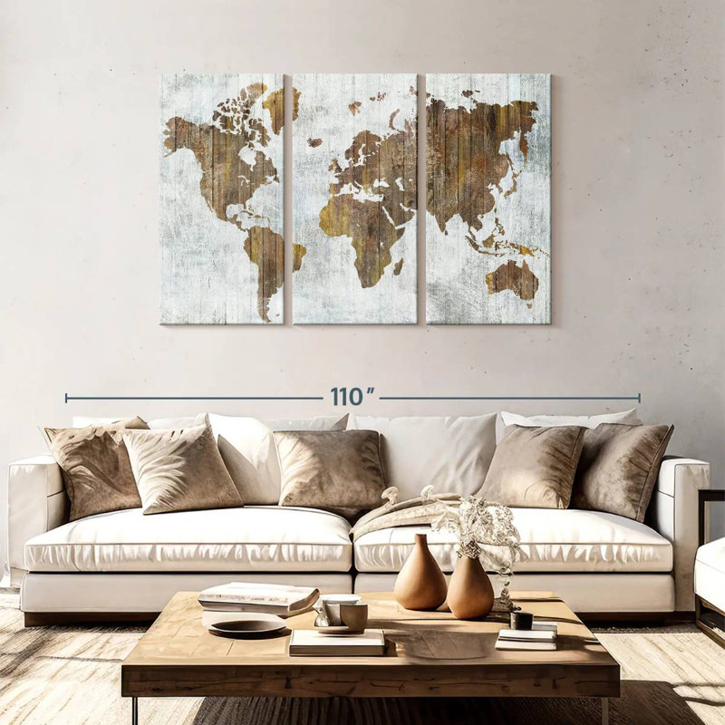 Carte du monde Aliaz II, H 48 po x l 74 po