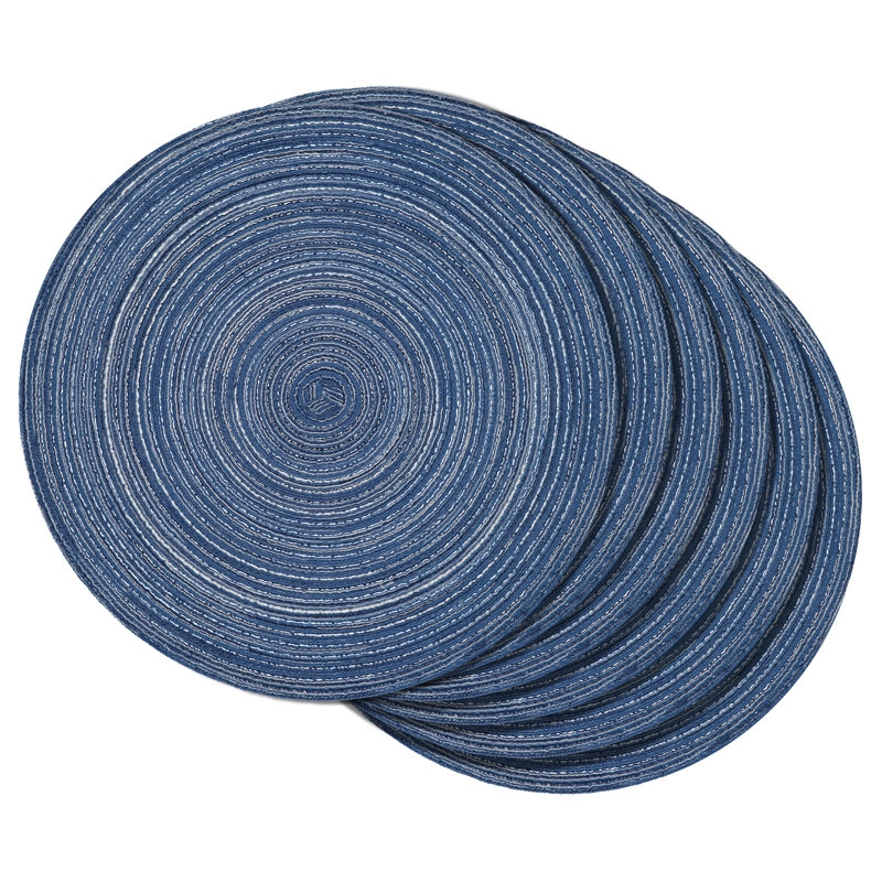 Napperon rond en mélange de polyester Luziano, Bleu