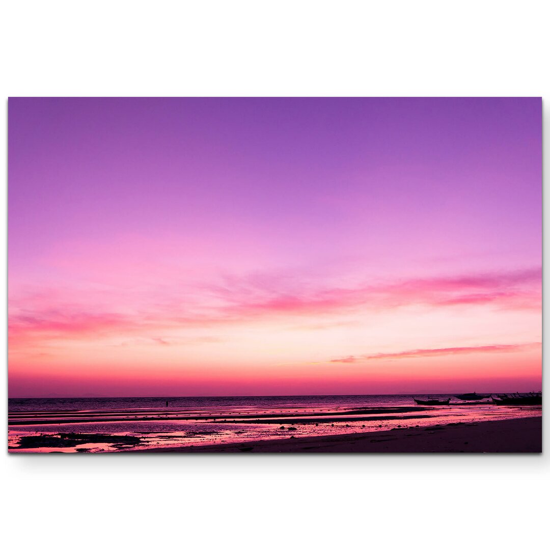 LeinwandbildÂ Pinker Sonnenuntergang am Meer