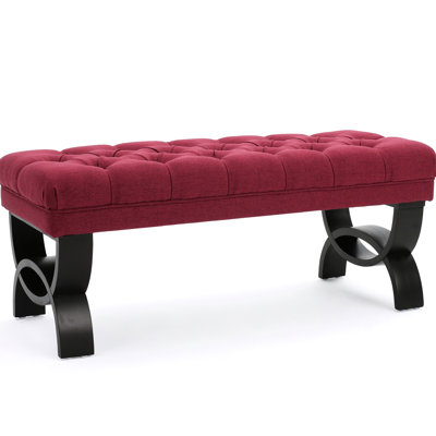 Chic Red Fabric With Diamond Stitching And Stylish Half-Circle Legs Stunning Modern Design Classic Button Tufting