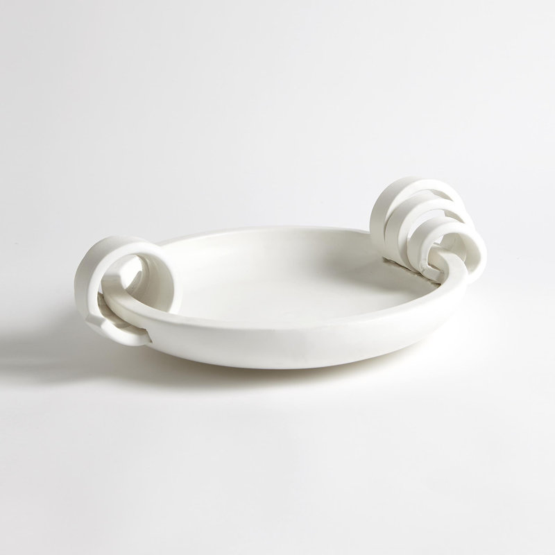 Ribbon Handle Compote-Matte White, Matte White