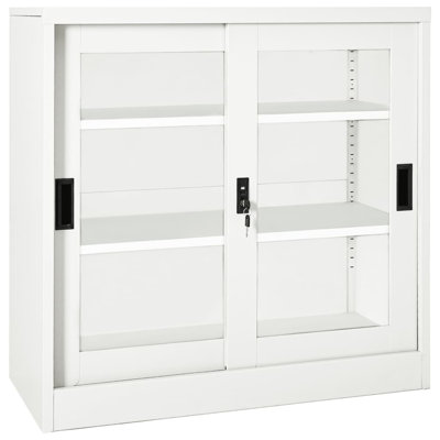 Sliding Door Cabinet 35.4" x 15.7" x 35.4" Steel by Inbox Zero