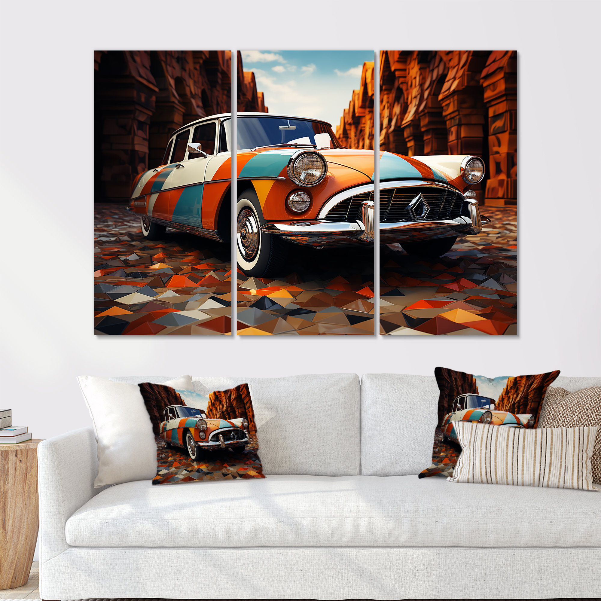 17 Stories Cubist 1950S Car Vintage Evolution II - Car Vintage Canvas ...