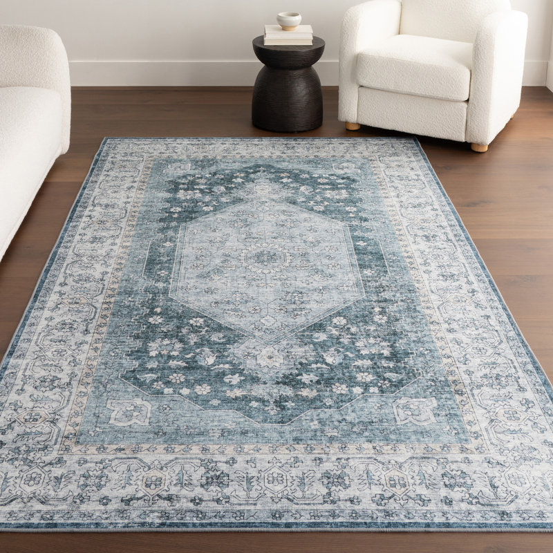 Prairie Medallion SplashGuard Machine Washable Area Rug, Runner 2'6" x 8'