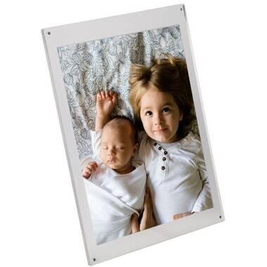 FixtureDisplays® 1PK 8 x 10 Clear Acrylic Sign Holder with Slant Back  Design Portrait, Vertical Picture Frame 19780-8X10-CLEAR-NF